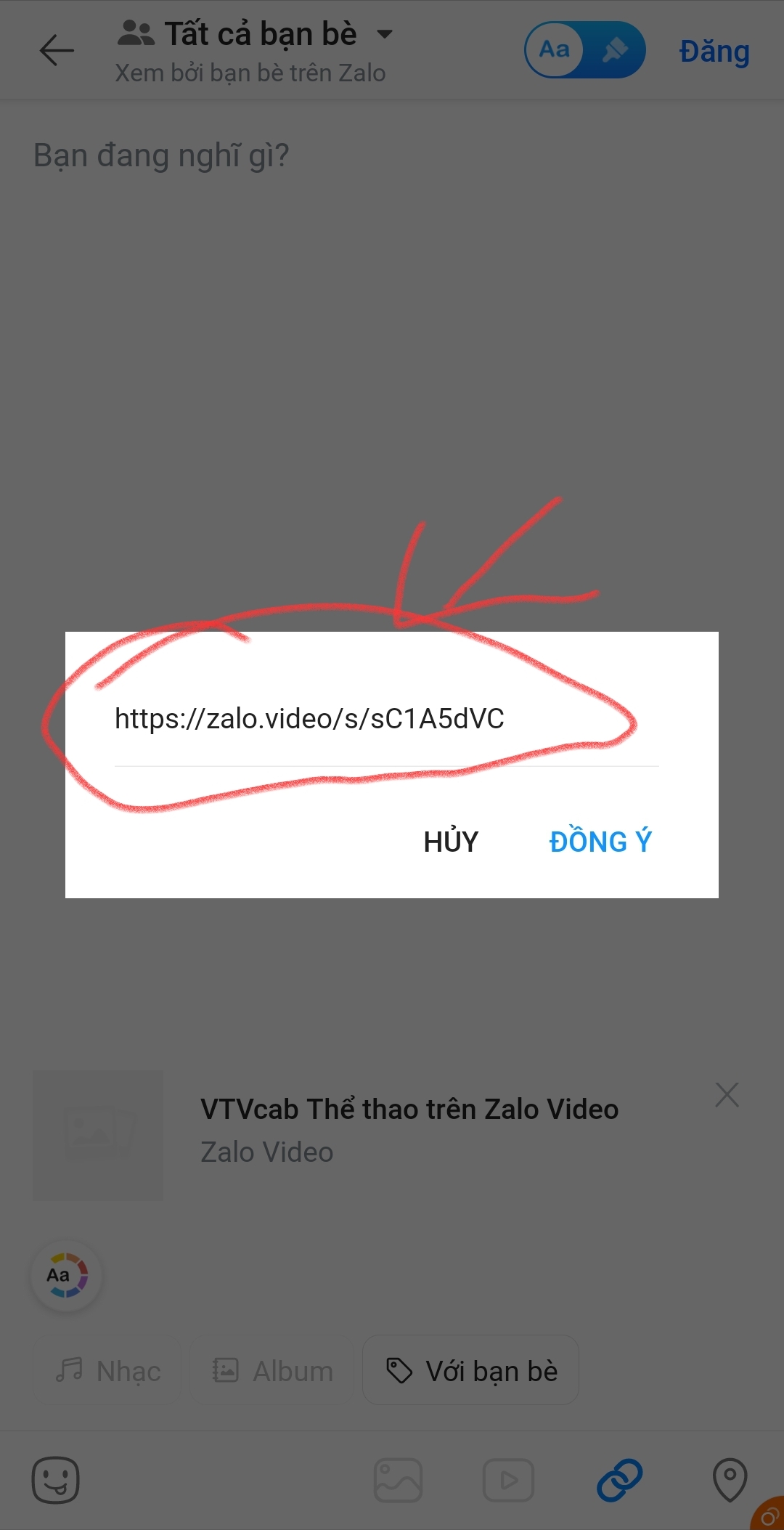 Bước 4 - Giữ đường link video Zalo để sao chép